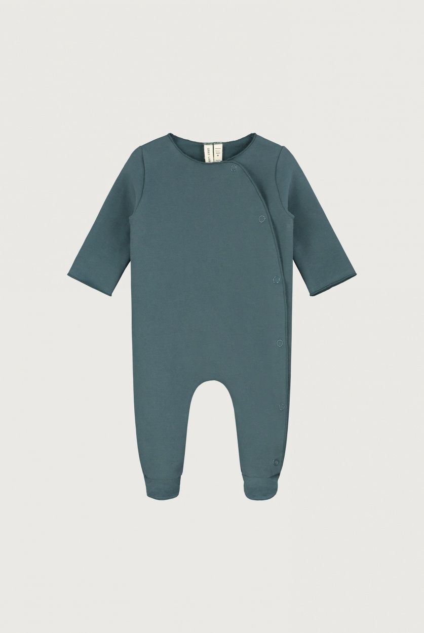 Newborn Suit with Snaps GOTS - Blue Grey
