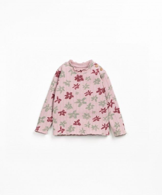 PRINTED RIB LS T-SHIRT ROSE