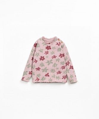 PRINTED RIB LS T-SHIRT ROSE