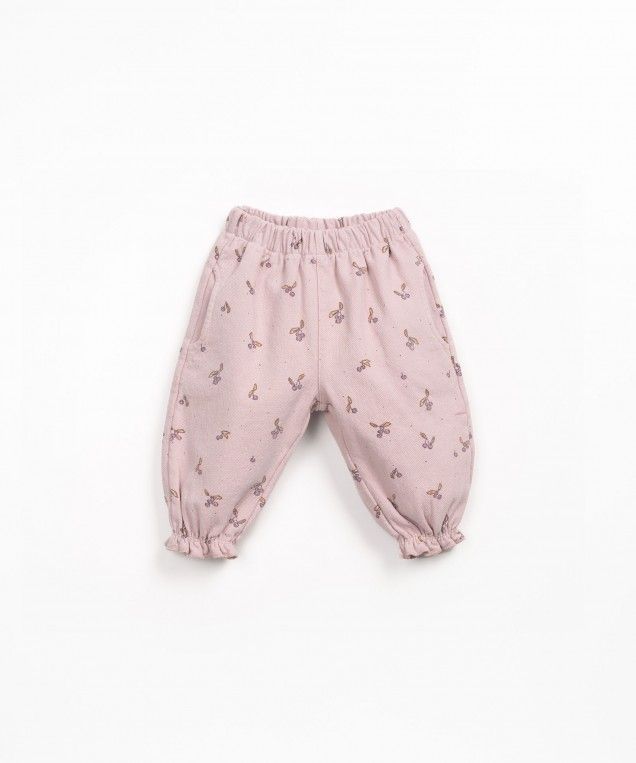PRINTED TWILL TROUSERS ROSE