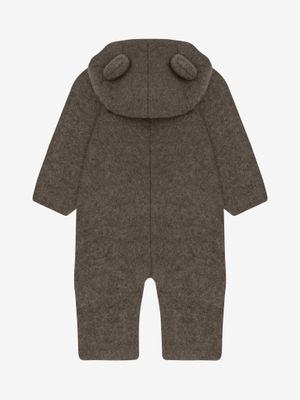 Pram Suit Ears Wool Fleece Brown Melange