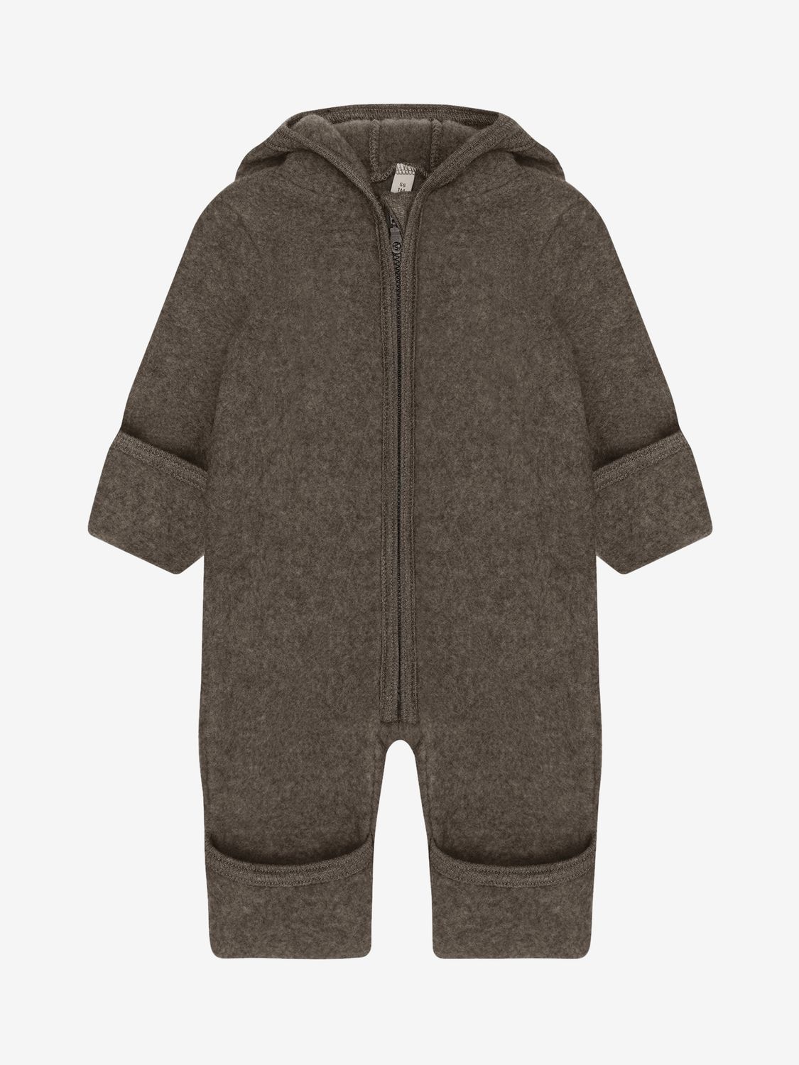 Pram Suit Ears Wool Fleece Brown Melange