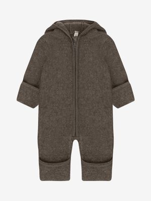 Pram Suit Ears Wool Fleece Brown Melange