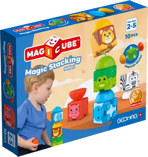 Geomag Magicube Stacking Safari 10-delig | Magnetisch speelgoed | 1-5 jaar