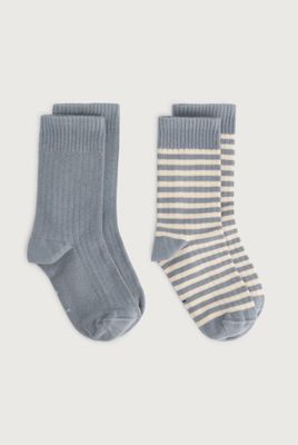 Gray Label - Ribbed Socks GOTS | 2-pack Stone Gray - Cream