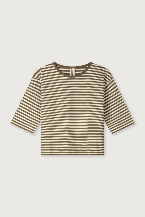 Gray Label - Dropped Shoulder T-shirt GOTS Woody - Cream baby peuter kleuter kind kroelkipje tee streepjes