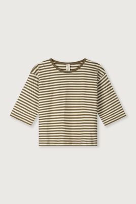 Gray Label - Dropped Shoulder T-shirt GOTS Woody - Cream baby peuter kleuter kind kroelkipje tee streepjes