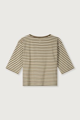 Gray Label - Dropped Shoulder T-shirt GOTS Woody - Cream baby peuter kleuter kind kroelkipje tee streepjes - unisex