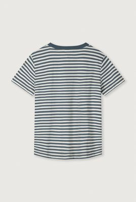 Gray Label - Oversized T-shirt GOTS Blue Gray - Cream jongen peuter kleuter baby streepjes tee blauw  - meiden  - unisex