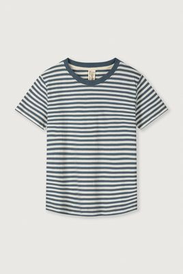 Gray Label - Oversized T-shirt GOTS Blue Gray - Cream jongen peuter kleuter baby streepjes tee blauw