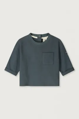 Gray Label - Baby L/S Pocket T-shirt GOTS Blue Gray - Kroelkipje - Tee