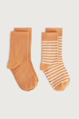 Gray Label - Ribbed Socks GOTS | 2-pack Melon - Cream