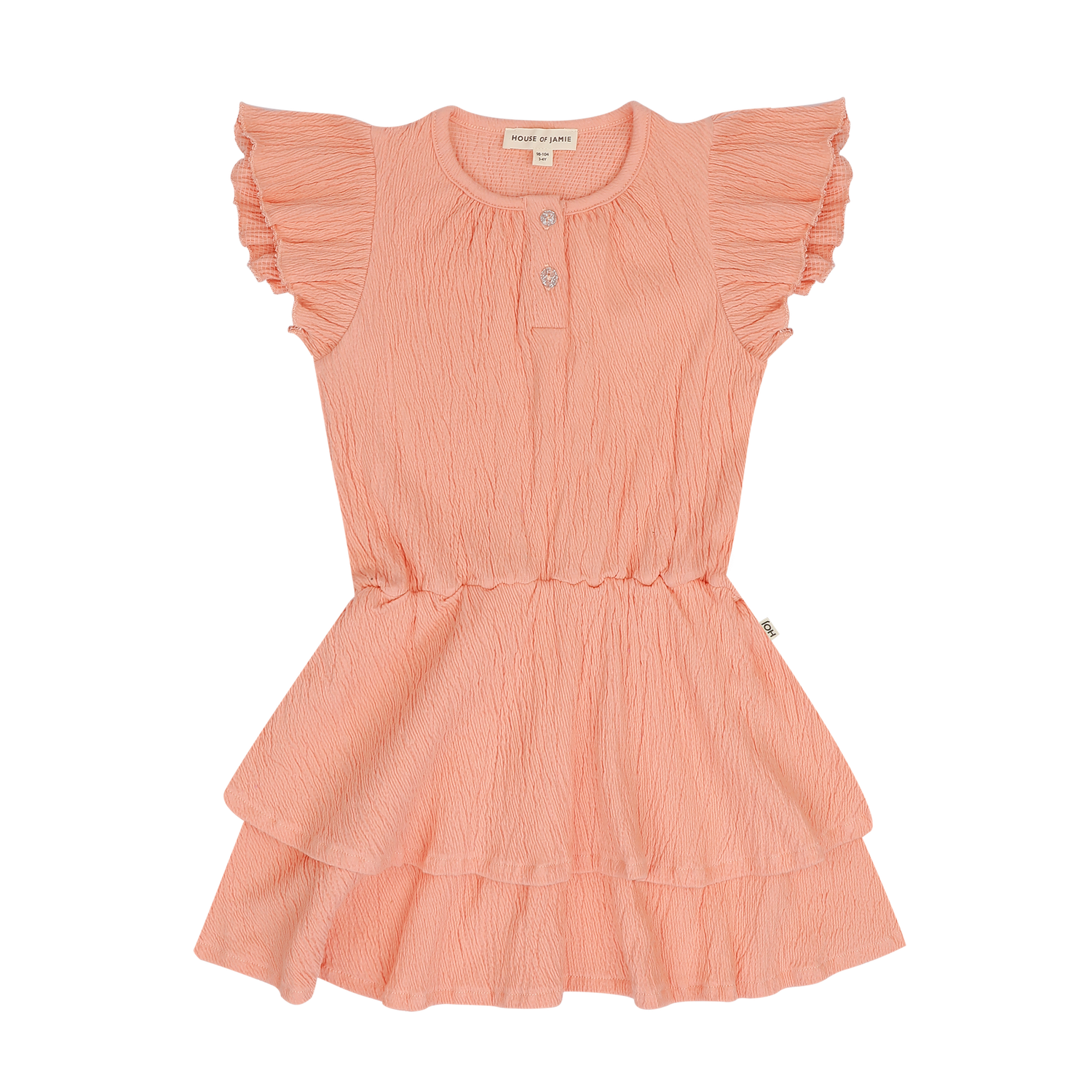 Ruffled Layer Dress: Bellini Rose ( Crinkle Cotton)