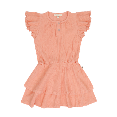 Ruffled Layer Dress: Bellini Rose ( Crinkle Cotton)