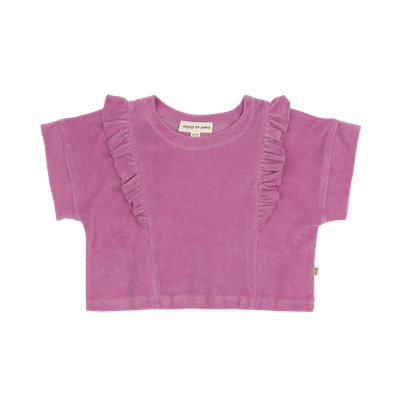 Relaxed Ruffled Tee: Violet (Terry Cotton)
