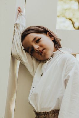 Baje- Lydia - Blouse longsleeve- White snow - Girls- witte blouse - lange mouw - meiden - knopen 
