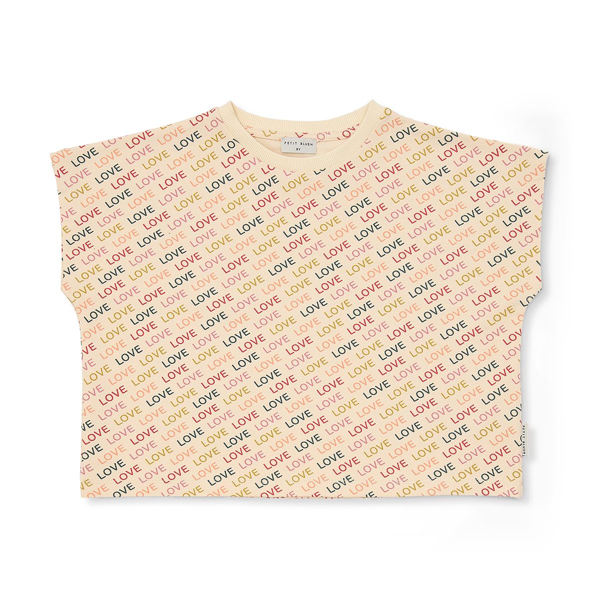 Petit Blush- Simple T-Shirt - Love Text AOP