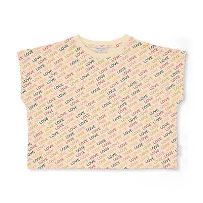 Petit Blush- Simple T-Shirt - Love Text AOP