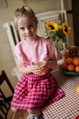 Petit Blush- Mini Smock Skirt - Berry Blush - Girl - meiden