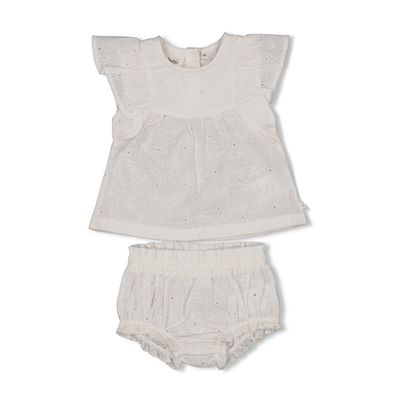 Feetje - Top + bloomer broderie - Summer Woven - Wit