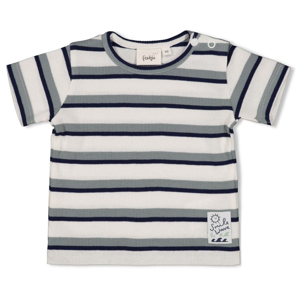 Feetje - T-shirt rib met streep - Summer Denims - Offwhite