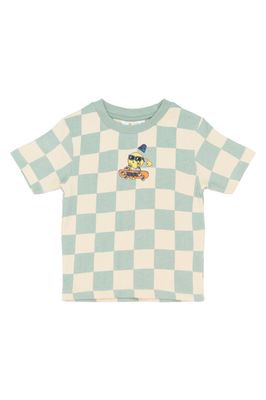 THE NEW - Sebastian T-shirt - Aqua Gray AOP - boy - Jongen - Shirt wit met groene blokjes 