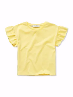 Sproet &amp; Sprout - Girls T-shirt ruffle sleeve - Pastel yellow - Girl - meiden - meisje