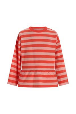 The New Chapter  - Girl T-shirt Loua - Red Pink Stripes - top met streep - Meiden - meisje - Girl - streep rood en roze 