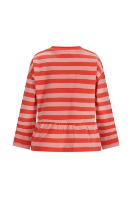 The New Chapter  - Girl T-shirt Loua - Red Pink Stripes - top met streep - Meiden - meisje - Girl - streep rood en roze 
