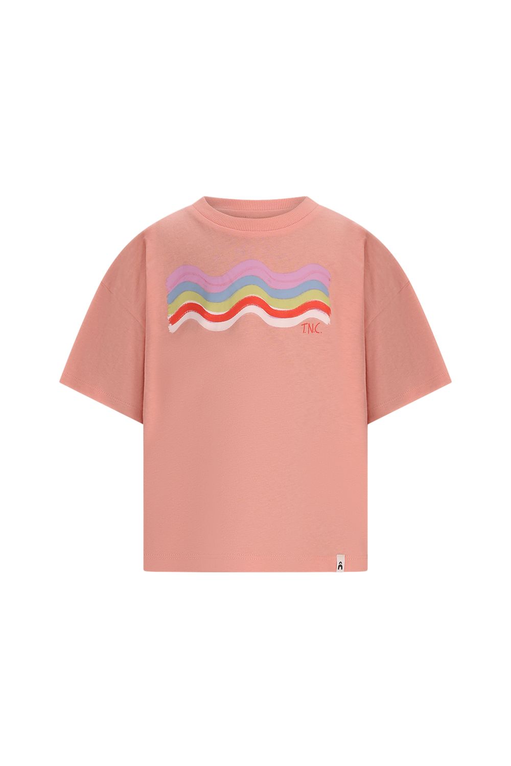 The New Chapter - Boy T-shirt Bo - Shrimp - Licht Roze /beige shirt met regenboog - Boy - jongens