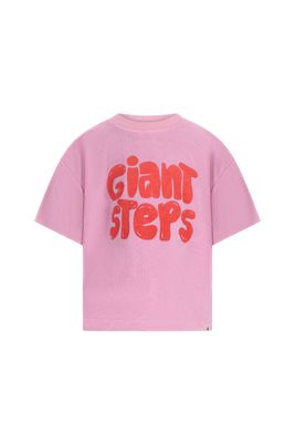 The New Chapter - Girl T-shirt Bo - Mauve Mist - Meiden - roze top met Giant Steps tekst erop - Badstof 
