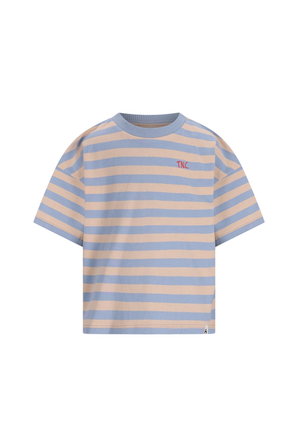 The New Chapter T-shirt Bo - Blue Beige Stripes - boy - jongen - Blauw met witte streep shirt