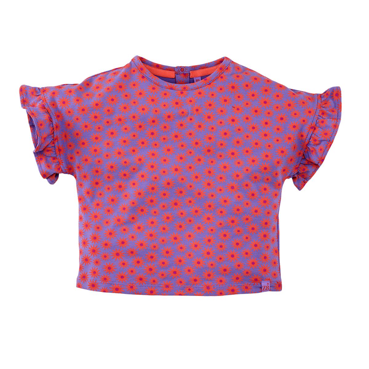 Z8 - Nouk Top - Pretty purple - Girl - meiden - meisje - T-shirt - roze en paars - bloemen 