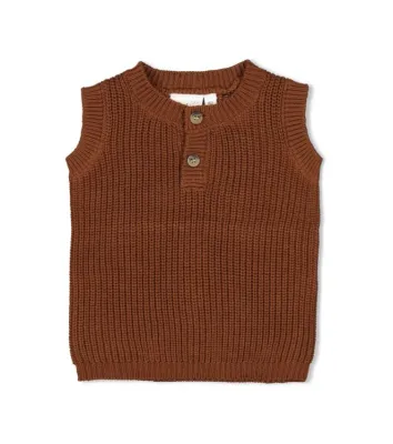 Feetje - Spencer gebreid Wild World - Bruin - Boy - jongen - Girl - Meisje - Unisex - Baby