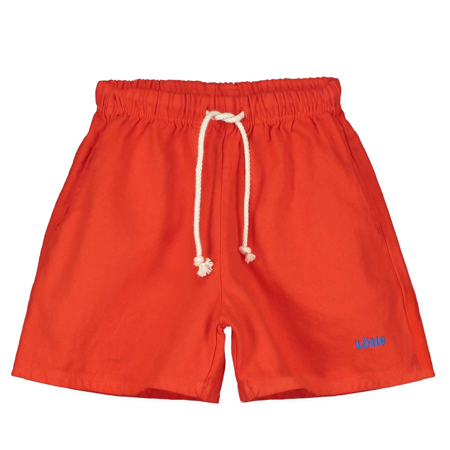 Lötiekids - TWILL BERMUDA POCKETS BOY - CORAL RED- Rode korte broek - jongens