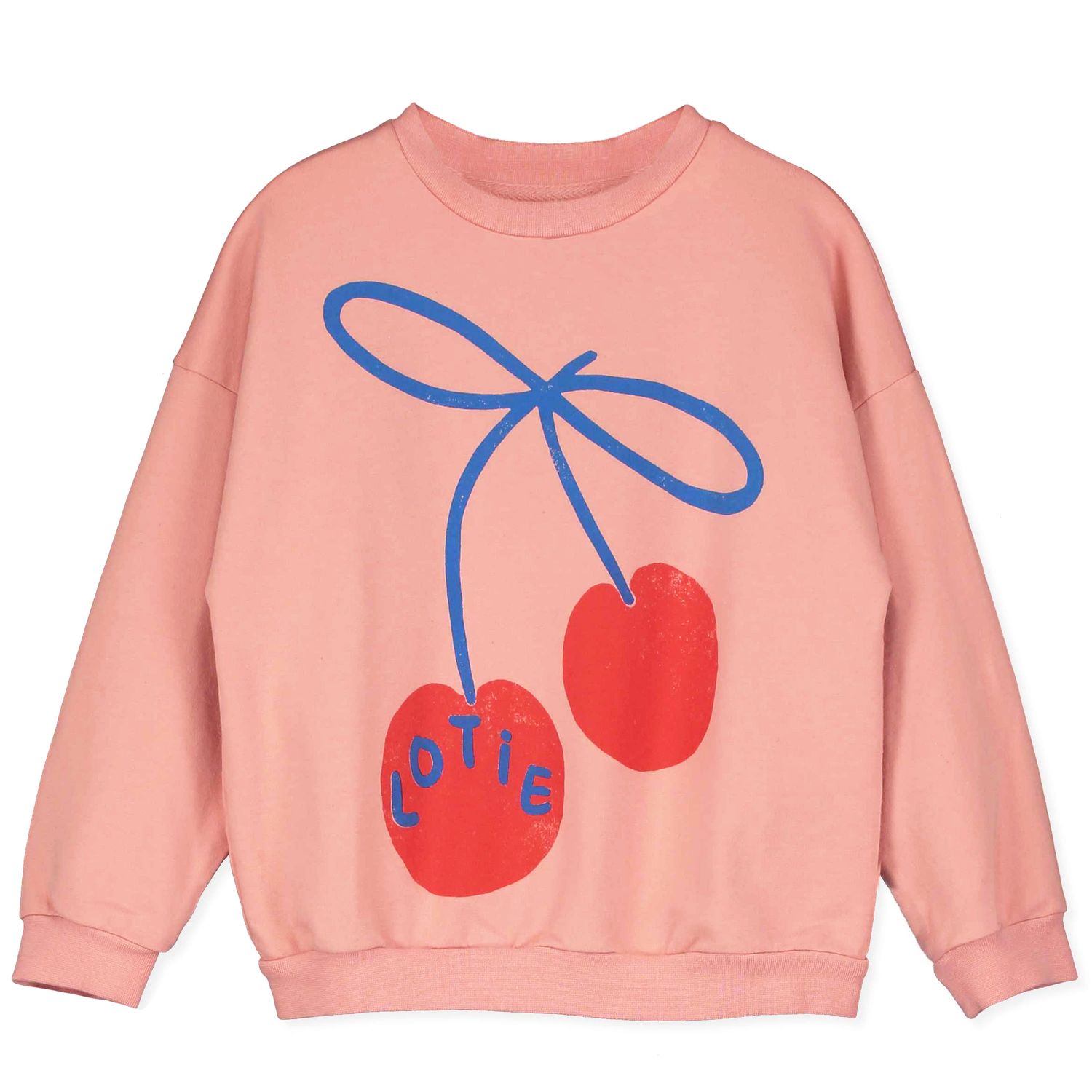 Lötiekids - SWEATSHIRT GIRL - CLAY PINK - licht Roze meiden trui met kers 