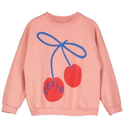 Lötiekids - SWEATSHIRT GIRL - CLAY PINK - licht Roze meiden trui met kers 