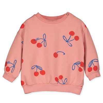 Lötiekids - BABY Girl SWEATSHIRT - CLAY PINK - meiden - roze trui met kersen 