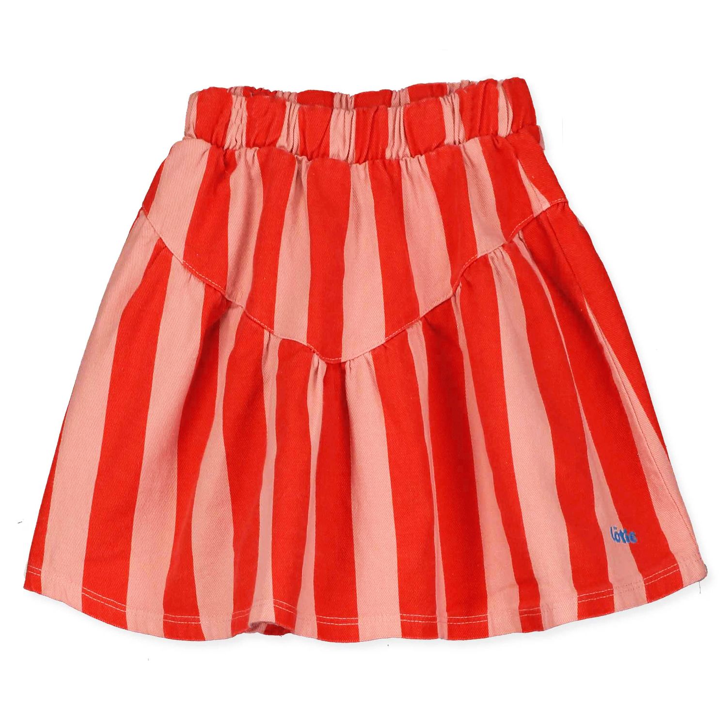 Lötiekids - WOVEN TWILL SKIRT GIRL - CLAY PINK - Meiden - Rok met licht roze en rode strepen