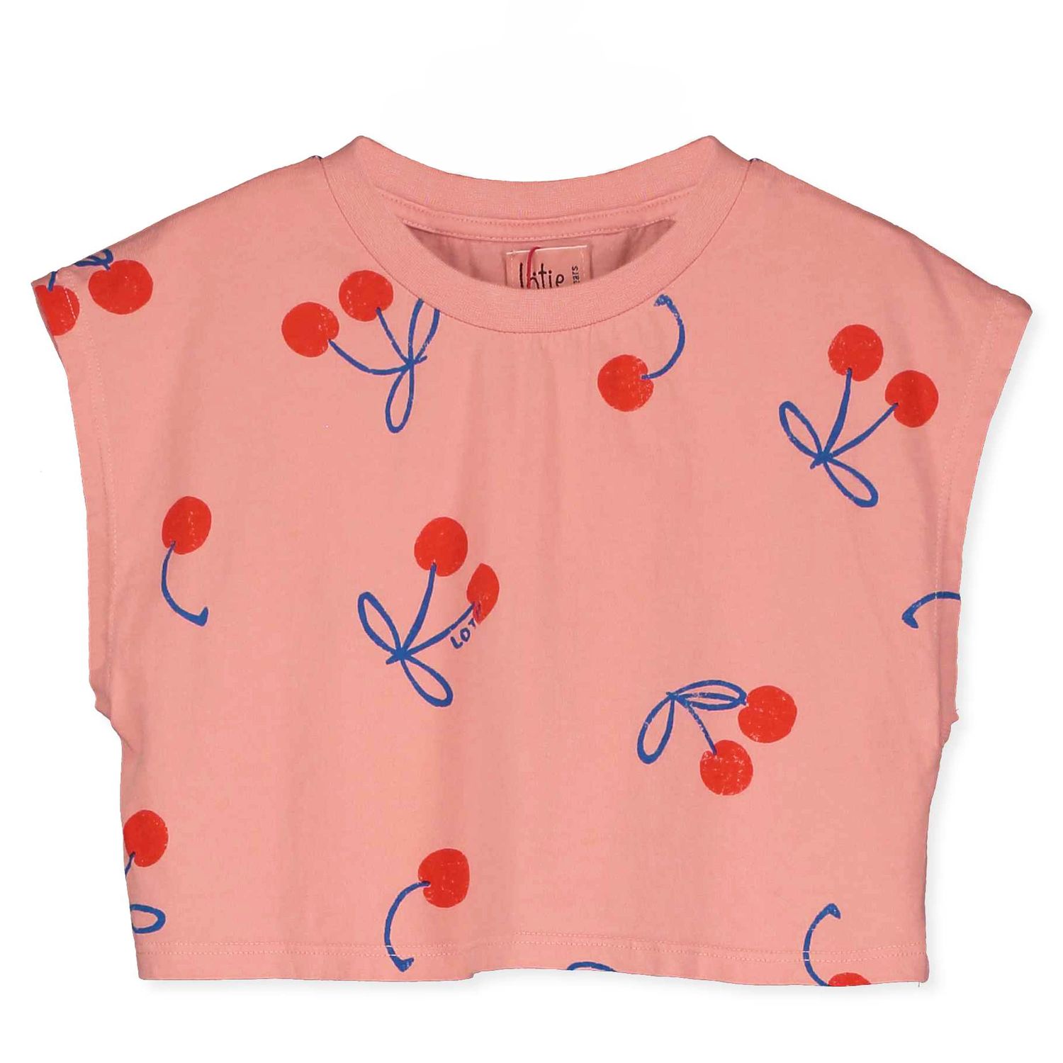 Lötiekids - CROP TOP Girl - CLAY PINK - Meiden - meisje - Roze Korte top zonder mouwen met kersen 