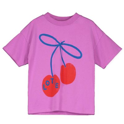 Lötiekids - WIDE FIT TSHIRT GIRL - MAGENTA - Meiden - Roze shirt met kersen opdruk