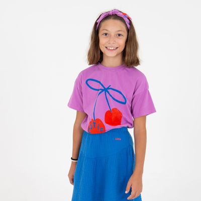 Lötiekids - WIDE FIT TSHIRT GIRL - MAGENTA - Meiden - Roze shirt met kersen opdruk