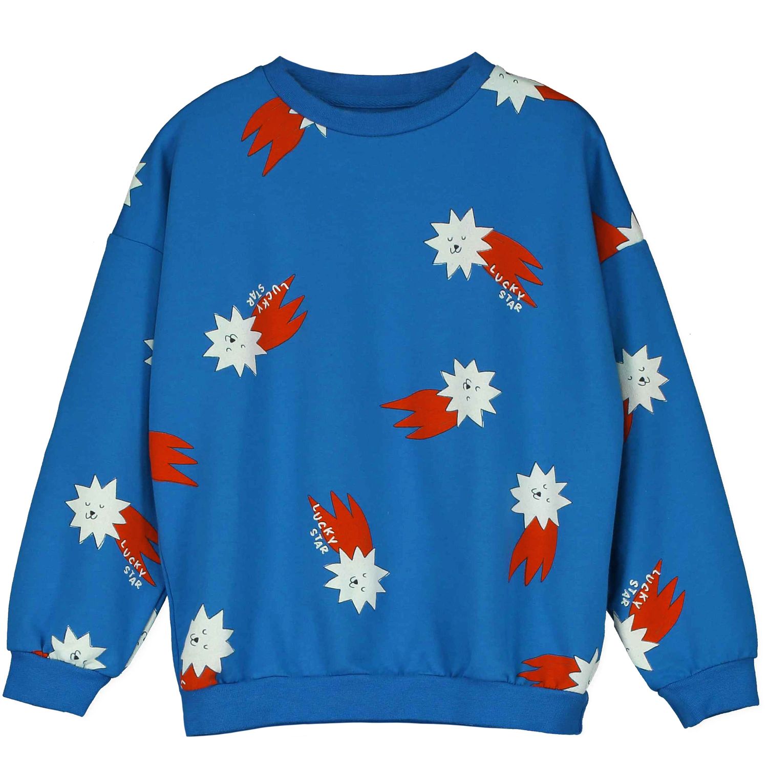 Lötiekids - SWEATSHIRT BOY - ROYAL BLUE - blauwe jongens Trui met sterren AOP 