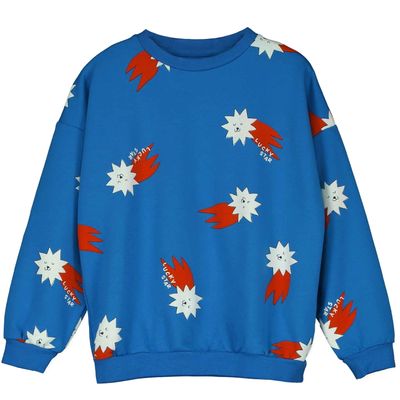 Lötiekids - SWEATSHIRT BOY - ROYAL BLUE - blauwe jongens Trui met sterren AOP 