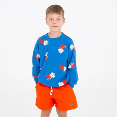 Lötiekids - SWEATSHIRT BOY - ROYAL BLUE - blauwe jongens Trui met sterren AOP 