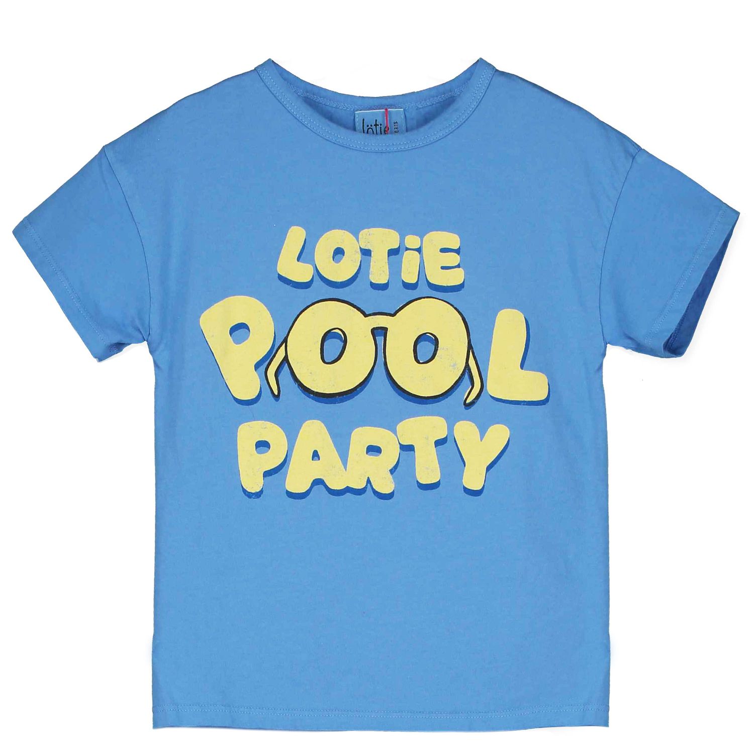 Lötiekids - REGULAR boy TSHIRT - BAJA BLUE - Blauw t-shirt met gele tekst Lotie Pool Party - jongens shirt 