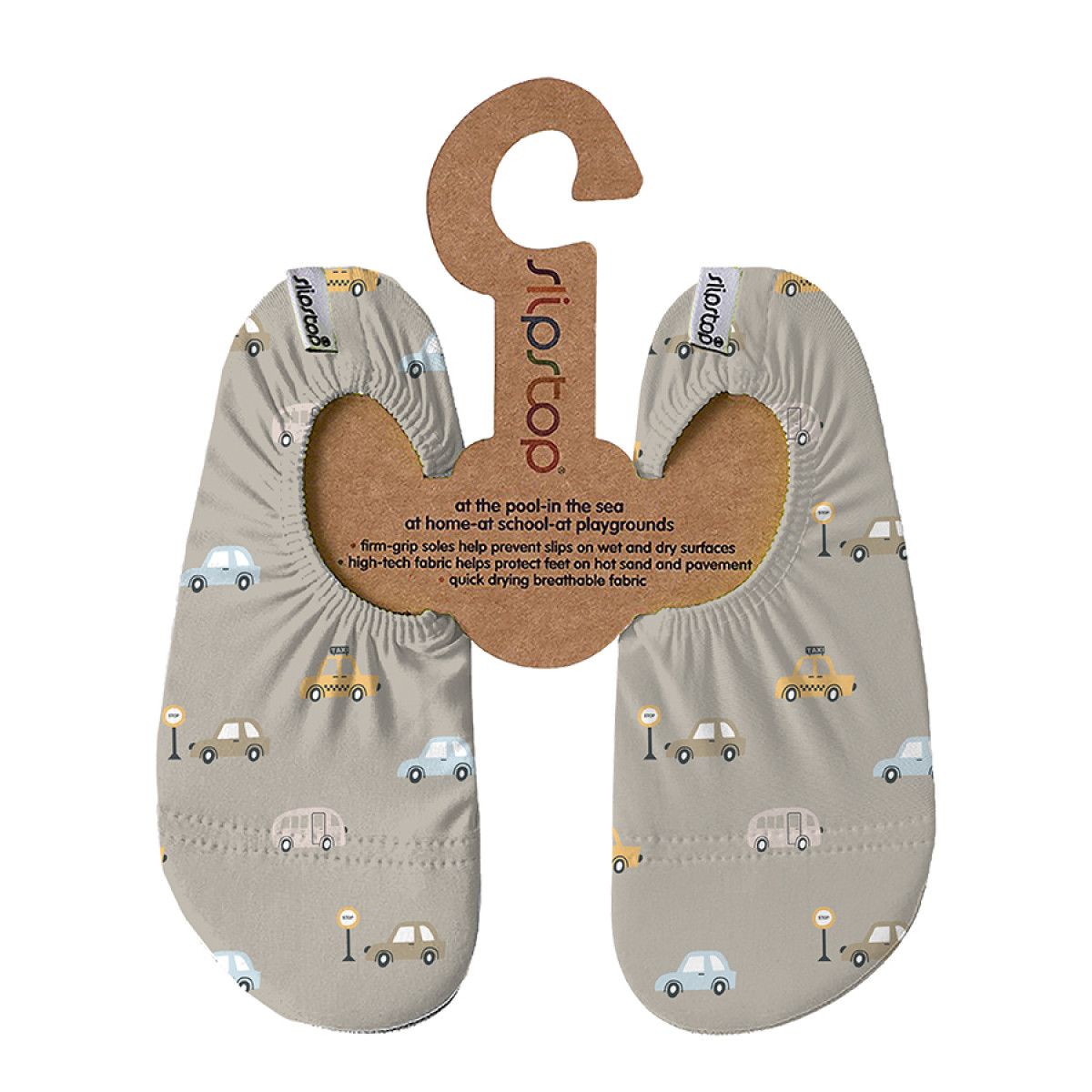 Slipstop Cars Naturel - Antislip waterschoenen kinderen
