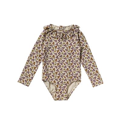 Salted Stories - Sparkly Flower | Bodysuit - Bombay Brown - Badpak - Meiden - Girl - Lange mouwen 