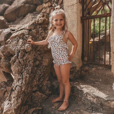 Salted Stories - Pomme Flower | Swimsuit - White Swan- Badpak - Meiden - Girl