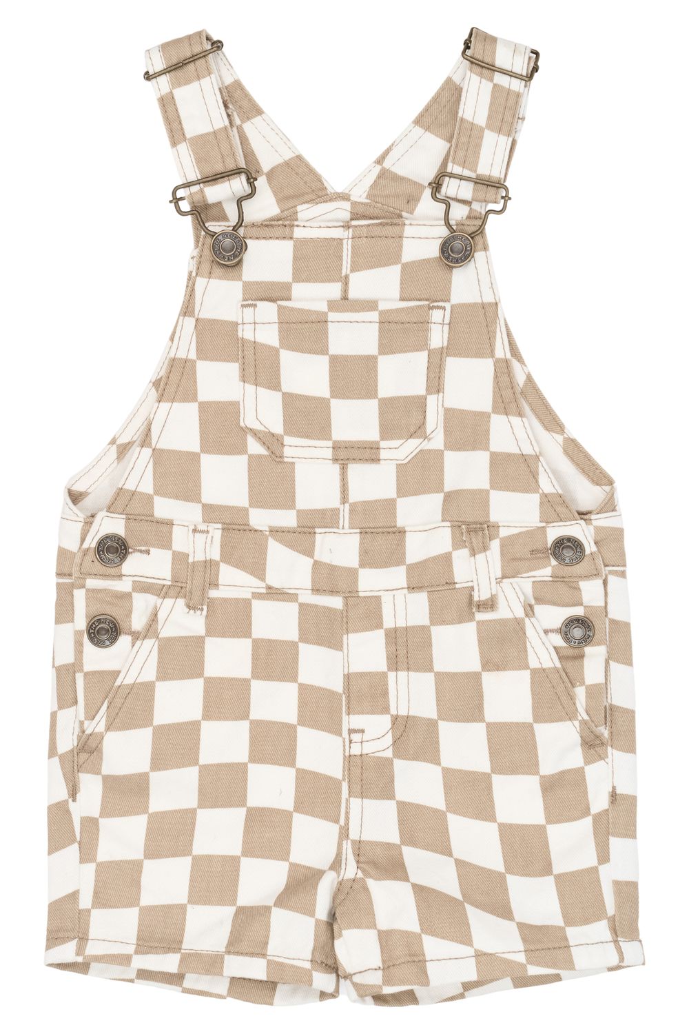 THE NEW SIBLINGS - Twill Short Dungarees - Humus Check - Toddler boy